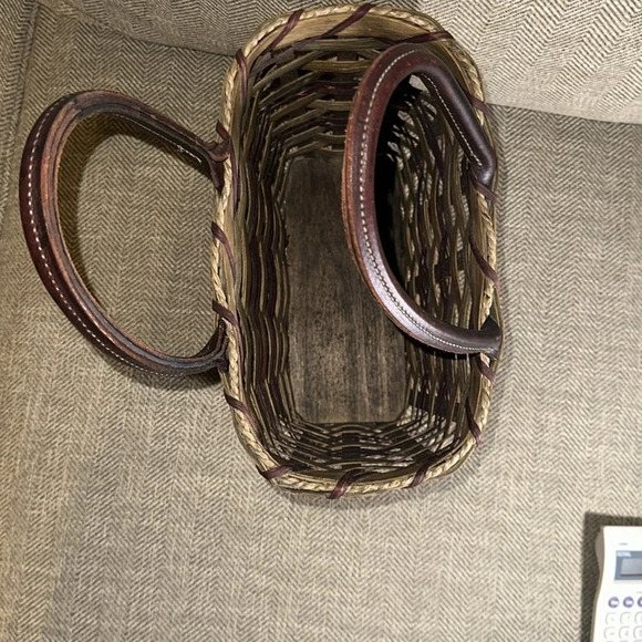 AMISH HANDMADE WOODEN LEATHER HANDLE CUSTOM MADE 8” BEAUTIFUL BASKET TOTE - Picture 3 of 13